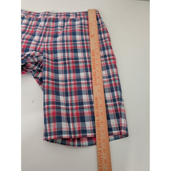 Lauren Ralph Lauren Active Plaid Bermuda Shorts Womens Size 12 Blue Red Cotton - Picture 10 of 10